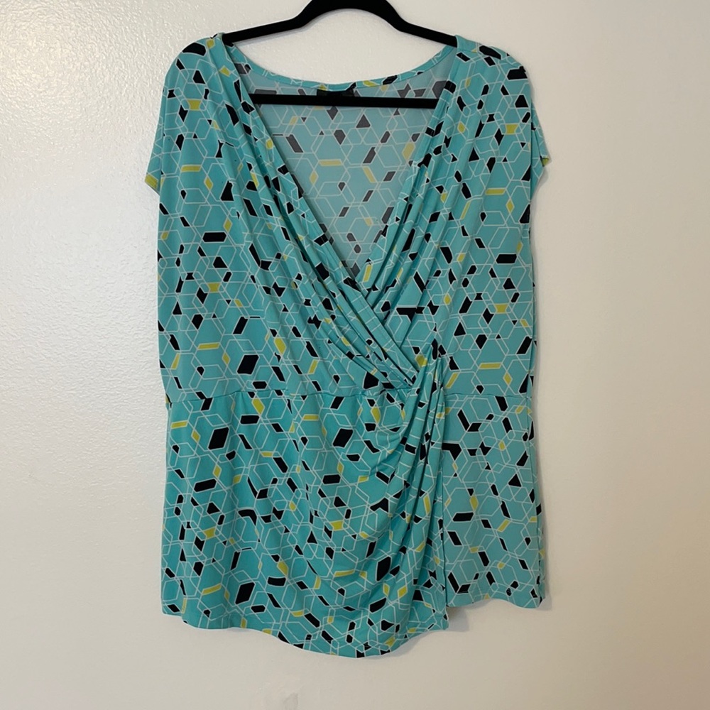 worthington aqua wrap blouse